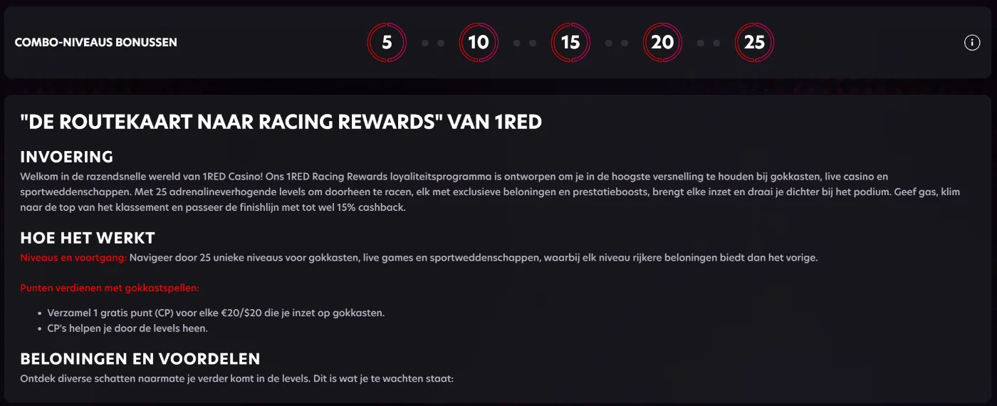 1RED Casino VIP-programma